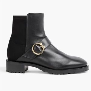 New Stuart Weitzman Luxering Leather Neoprene Classic Ankle Fall Boots Size 7.5